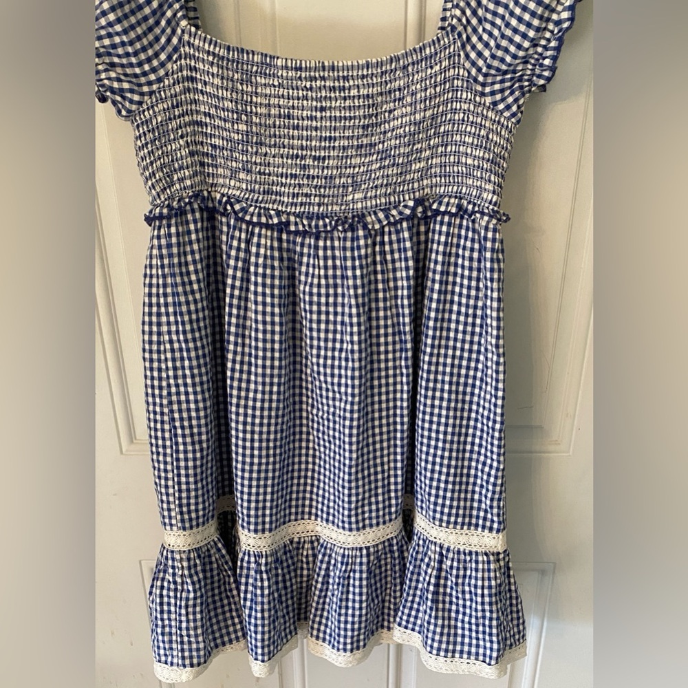 Urban Outfitters Blue Gingham Marseille Smocked Dress - Picture 9 of 12